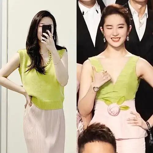 刘亦菲寿桃配色太显白嫩