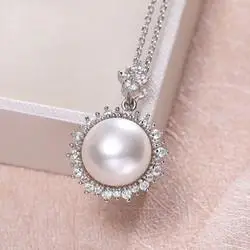 黛米闪心大颗淡水珍珠吊坠925银项链气质女款