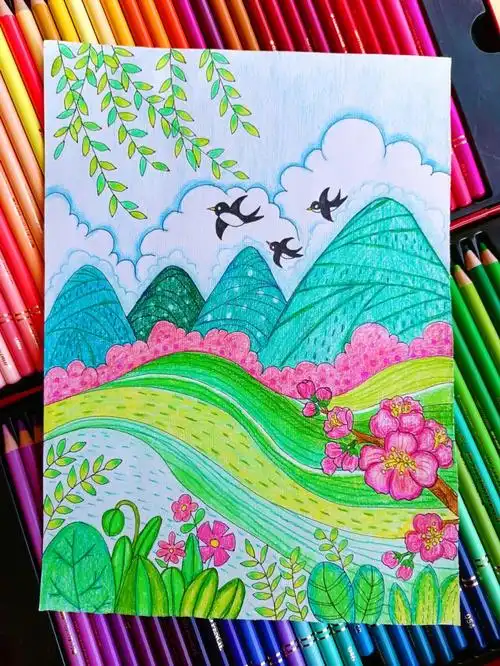 春天主题儿童画简单漂亮读书手抄报多张