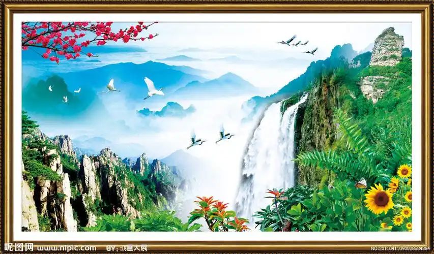 流水生财设计图__风景_psd分层素材_设计图库_昵图网nipic.com