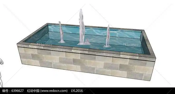 长方形喷泉su模型