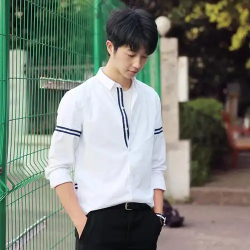 梵克公牛春季款商务休闲白衬衫男文艺长袖学生帅气网红衬衣流 白色 m