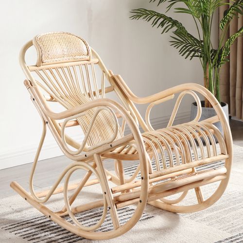 欧凯奇躺椅藤椅藤编靠背椅家用阳台庭院休闲椅北欧网红ins日式藤摇椅