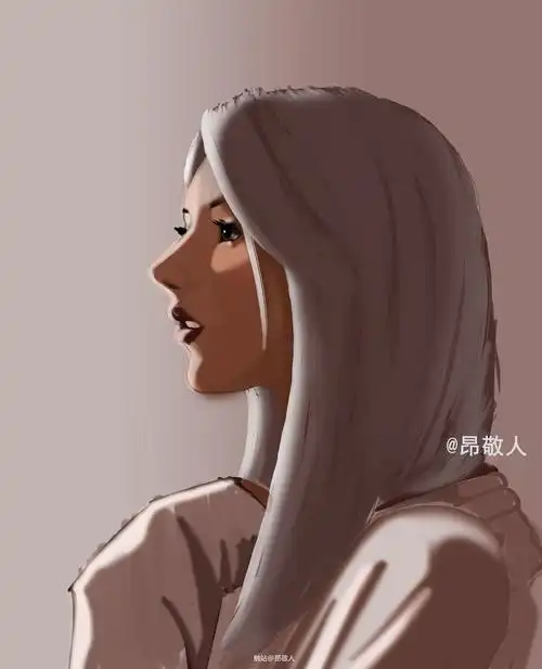 女性侧脸肖像临摹插画图片壁纸