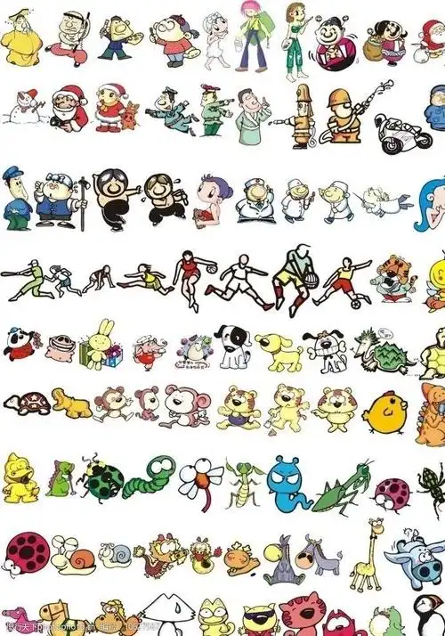 关键词:人物动物矢量图 吉郎人物矢量图 卡通 老人 小孩 妇女 少女