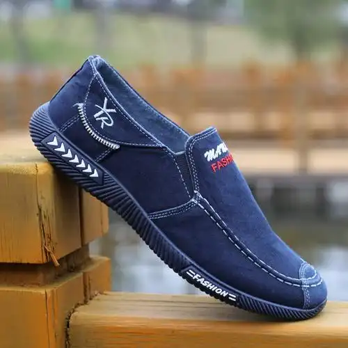 透气防臭帆布鞋老北京布鞋男中年爸爸鞋夏季懒人一脚蹬百搭休闲鞋