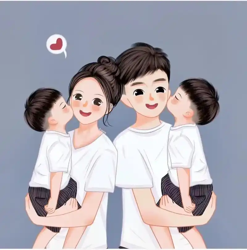 亲子头像 #双胞胎亲子头像#亲子头像来了 #四口之家卡通头 - 抖音