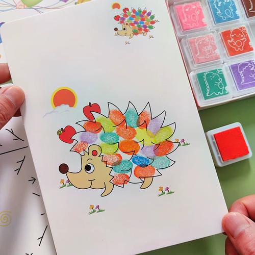 手指画画本3-6岁幼儿童创意涂鸦指印点画颜料无毒可水洗印泥画卡