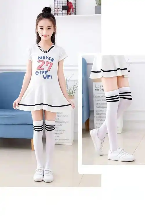 儿童过膝丝袜春秋学生中筒公主袜不起球防滑打底白色外出长筒袜2条装