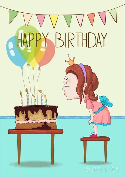和小女孩的生日贺卡