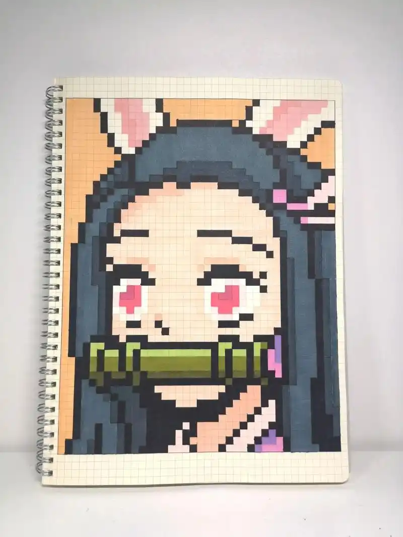 像素画:祢豆子.网格本:a4 像素图原创:@二拾  #祢豆子 - 抖音