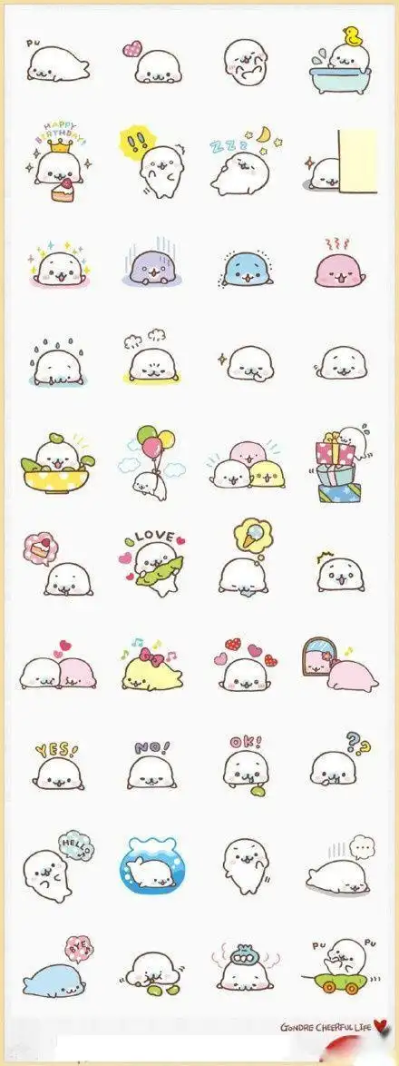 可爱小表情简笔画手绘集小女孩四简笔画纹身贴防水女持久小图案小清新