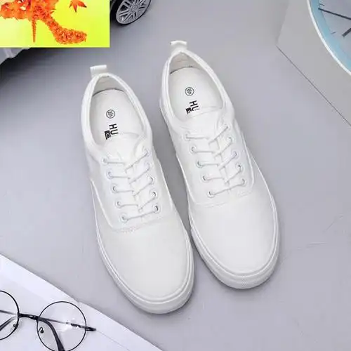 夏天男士增高布鞋韩版白色帆布鞋内增高休闲鞋学生小白鞋系带板鞋简畅