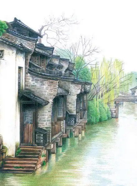 以山水舟船,天空为主的风景五,课堂作业:用彩铅画一幅美丽的风景画.