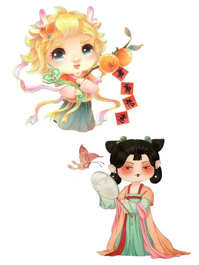 q版卡通古风人物 92"袅娜少女羞,岁月无忧愁"今天分享一组古风卡通