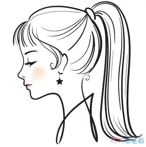 小女孩侧脸头像简笔画