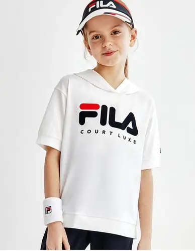 斐乐白色带帽t恤