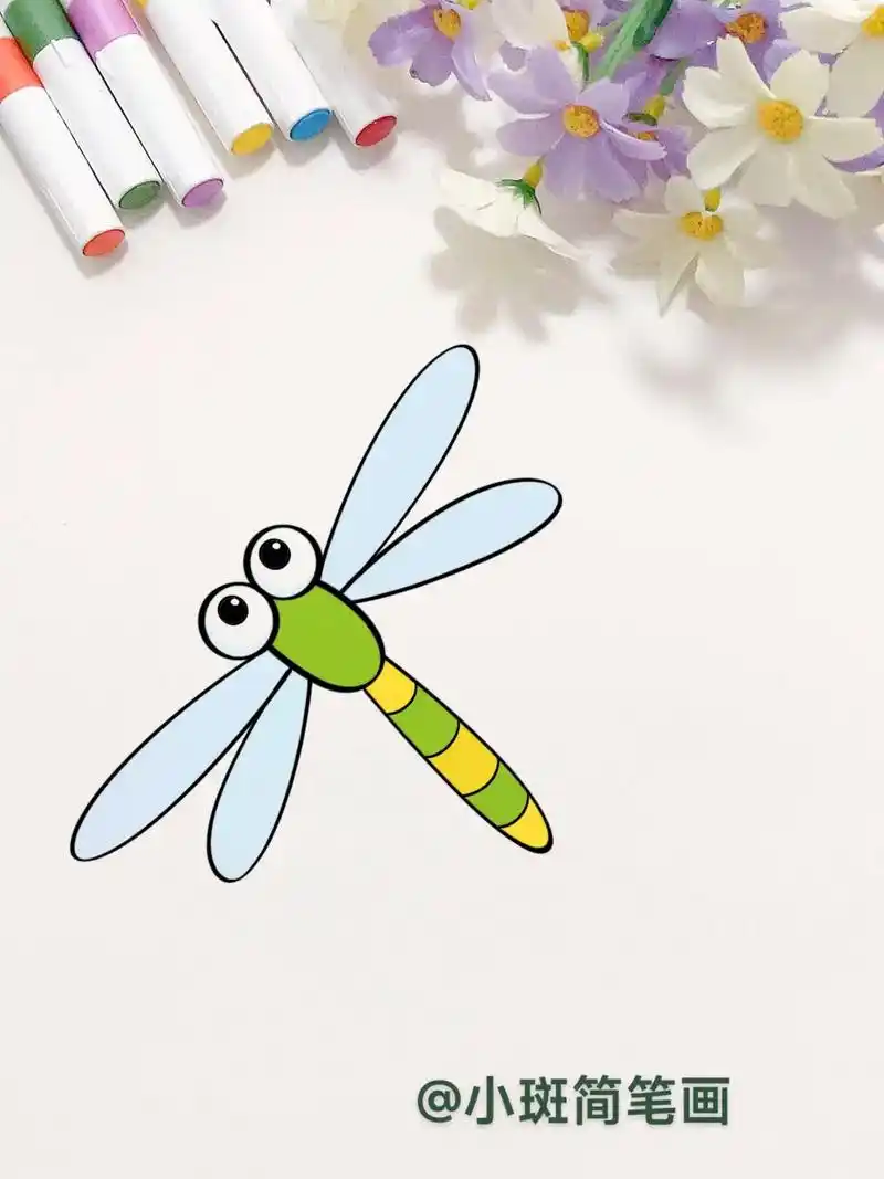 一起来画蜻蜓吧,这个画法简单又好看,一学就会#一 - 抖音