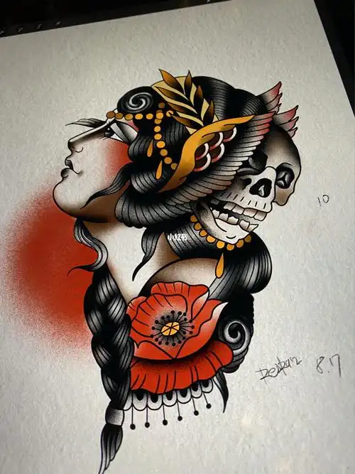 oldschool风格纹身手稿