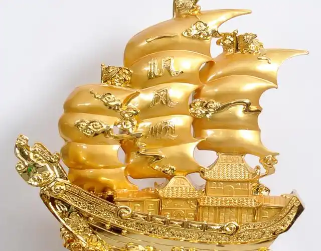 金色落地式大号一帆风顺帆船摆件公司开业办公室装饰品工艺品批发