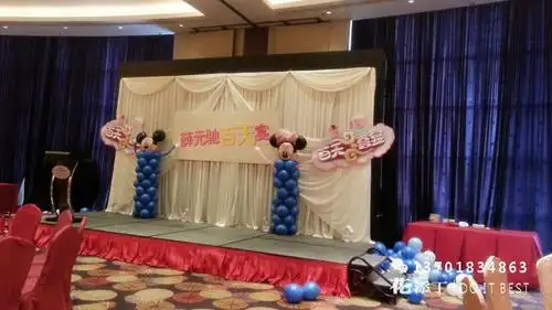 上海宝宝宴 周岁生日 气球布置 豪华灯光 气球生日舞台背景搭建