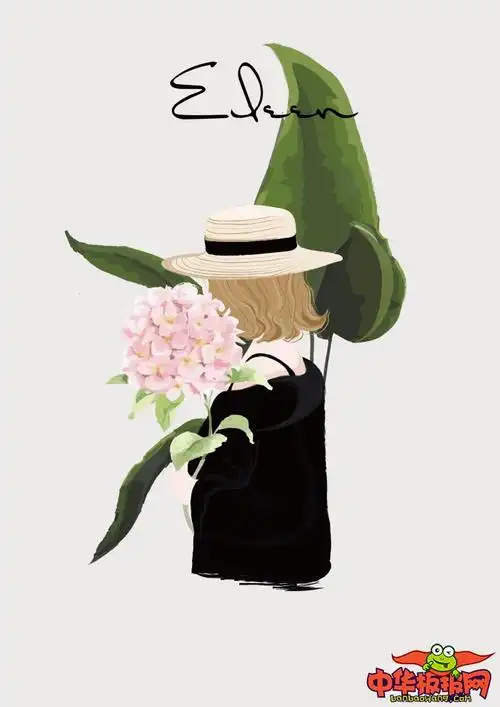 手绘插画清新森系人物,森系文艺手绘插画女