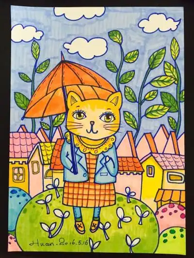 儿童范画,猫小姐