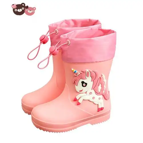 绿彩虹光女童雨鞋防滑幼儿园小童宝宝小孩防水女款儿童雨靴小学生女孩