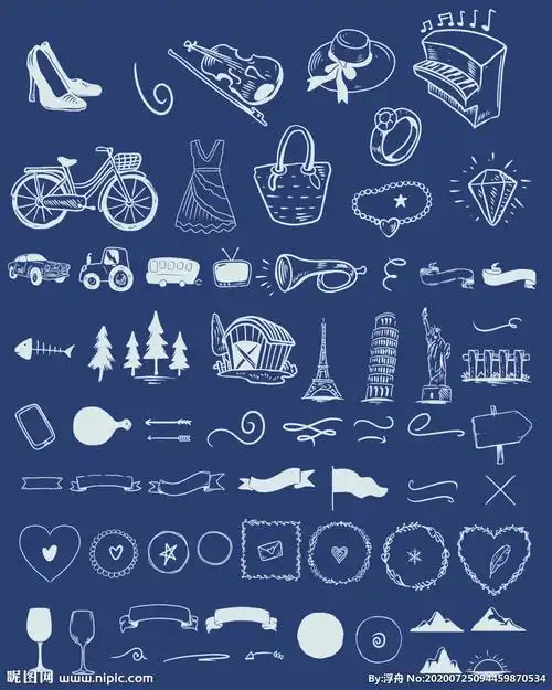 日常用品黑白手绘线描插画设计图__生活用品_生活百科_设计图库_昵图