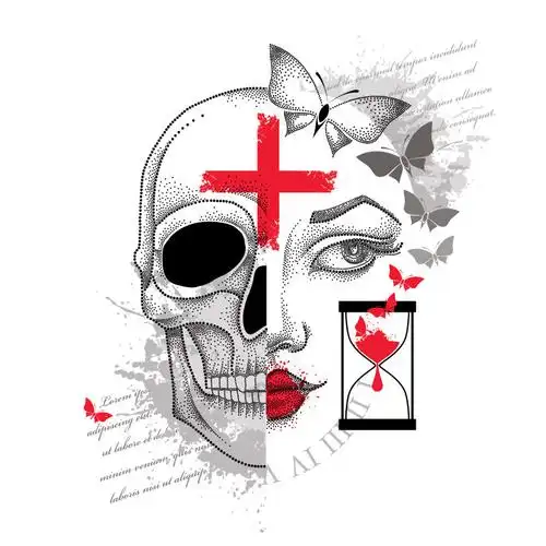 矢量人体颅骨插图设计