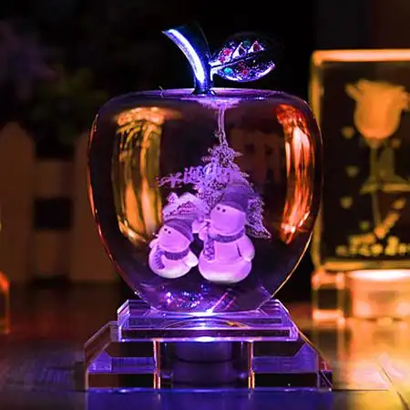 十二星座七彩水晶苹果摆件