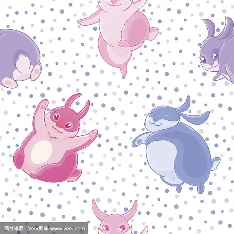 动画片,可爱的,青绿色,四方连续纹样,粉色