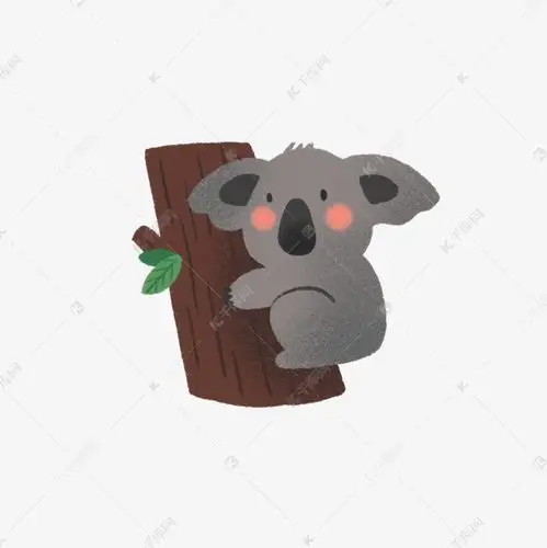 手绘可爱考拉抱着树干
