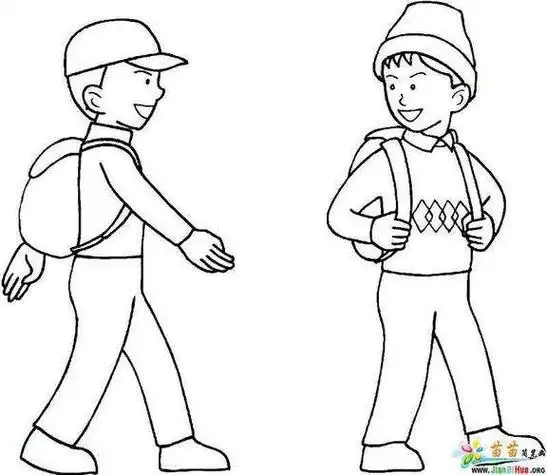 小朋友走路的简笔画人物图