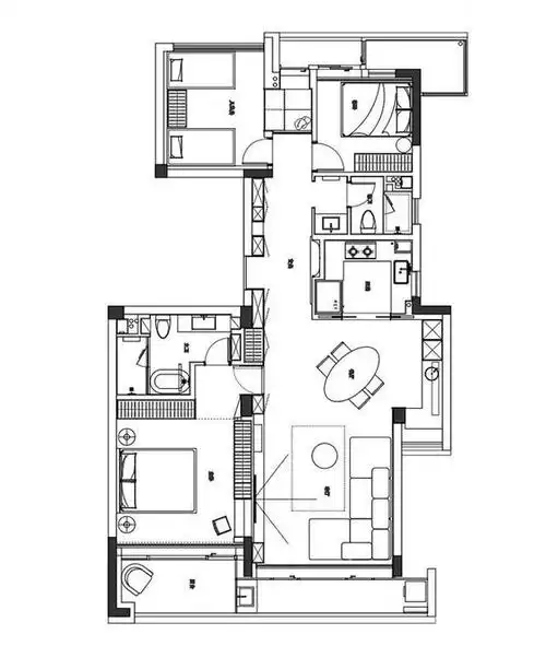 原始户型图 因为房屋户型结构比较方正,所以设计师保持了原始结构