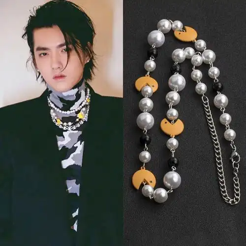 特价佛牌项链男_吴亦凡同款项链潮男百搭黄鱼笑脸挂链网红街头嘻哈