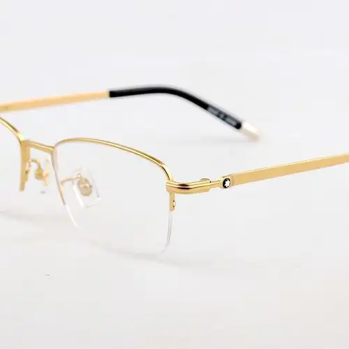 轻奢新款日本手工半框商务男近视眼镜架纯钛金色个性老花眼镜框