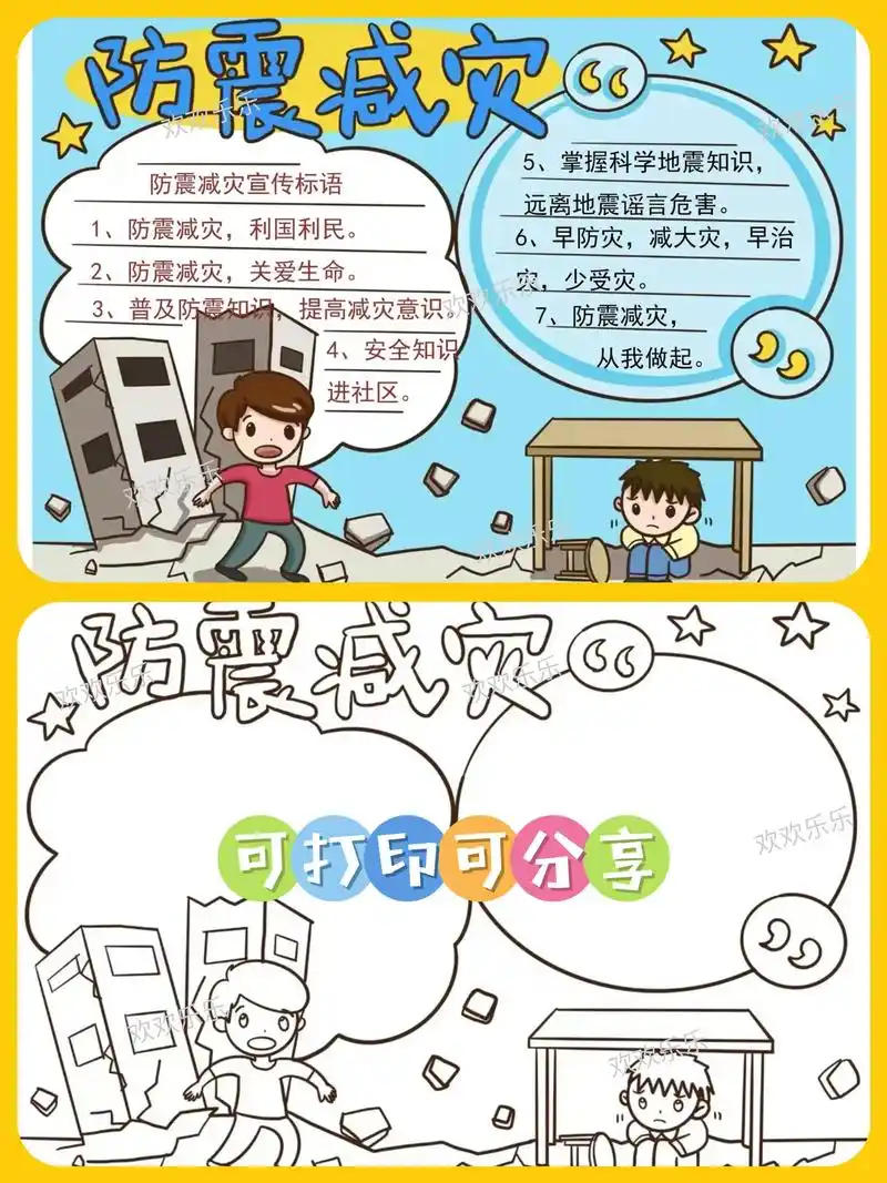 防震减灾手抄报.防震减灾手抄报,附线稿#防震减灾手抄 #防震 - 抖音