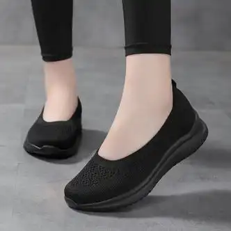 梓誉老北京布鞋女宽胖脚一脚蹬浅口中老年运动鞋夏大码软底黑色老人鞋