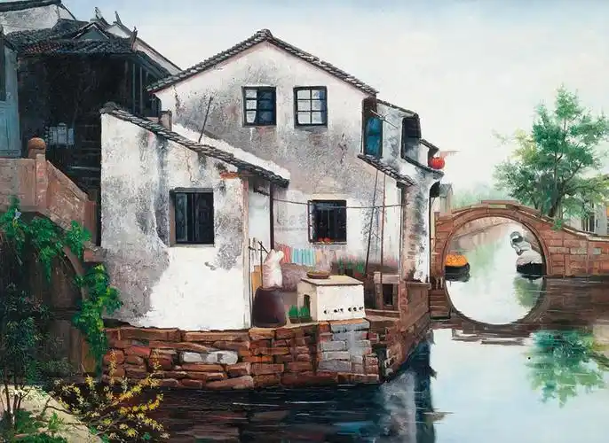 【江南水乡 布面油彩】拍卖品_图片_价格_鉴赏_油画_雅昌艺术品拍卖网