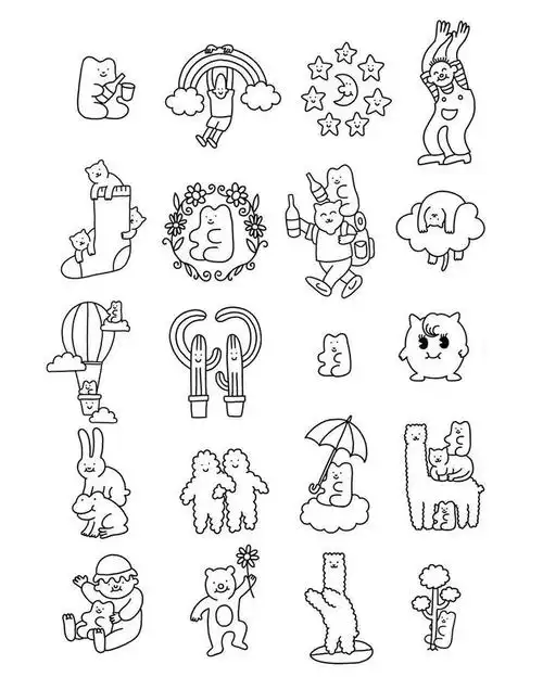 一组手帐简笔画素材参考