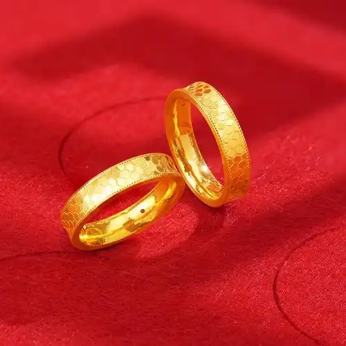 百搭日常婚庆金戒指umind万蔓龙鳞黄金999足金戒指创意亮面时尚