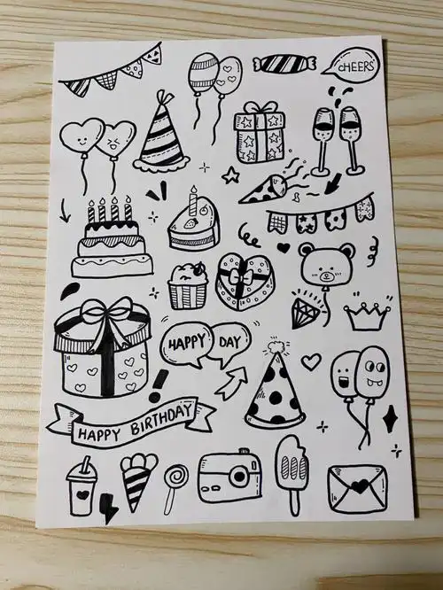 送闺蜜生日蛋糕贺卡手绘简笔画