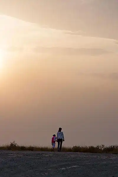 场景,孩子,母亲,牵手