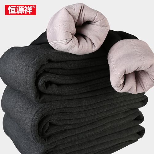 恒源祥羊毛裤加厚男士东北棉裤女高腰中老年人大码内穿打底线裤冬