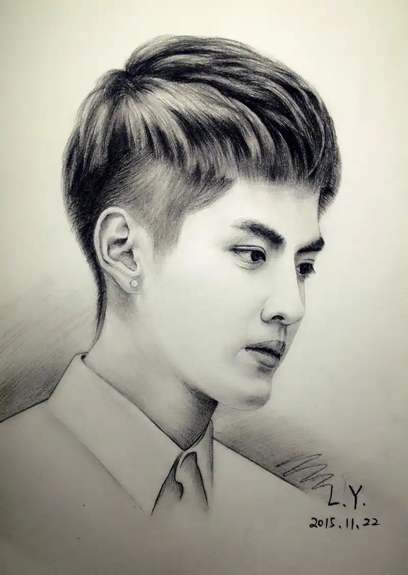 吴亦凡夏有乔木雅望天堂手绘素描人物明星肖