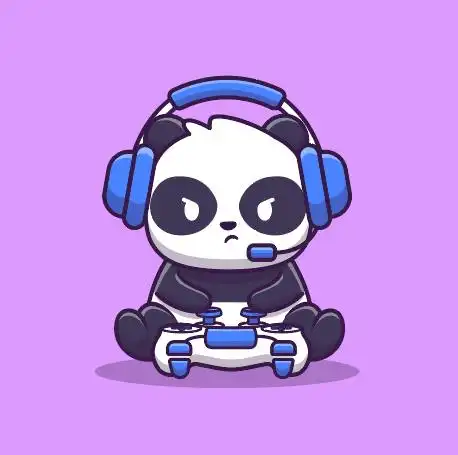 可爱熊猫打游戏卡通矢量素材