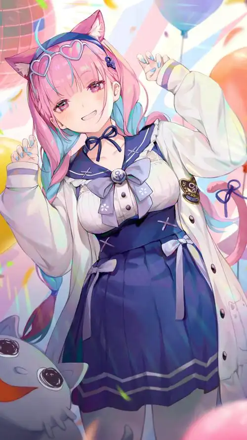 动漫性感猫娘插画手机壁纸