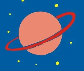 手绘粉色星球和粉色火箭