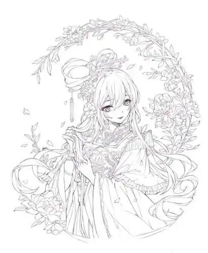 有唯美的动漫古装人物简笔画图片美少女简笔画加上色古装美女简笔画